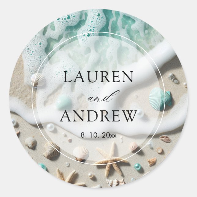 Adesivo Casamento Personalizado do Oceano Costeiro de Prai (Frente)