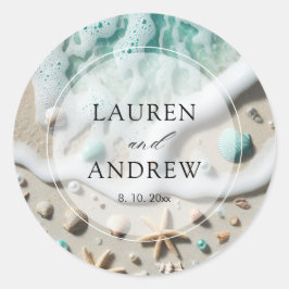 Adesivo Casamento Personalizado do Oceano Costeiro de Prai