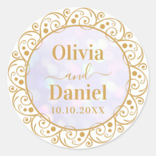 Adesivo Casamento Personalizado do Ouro Elegante Vintage L