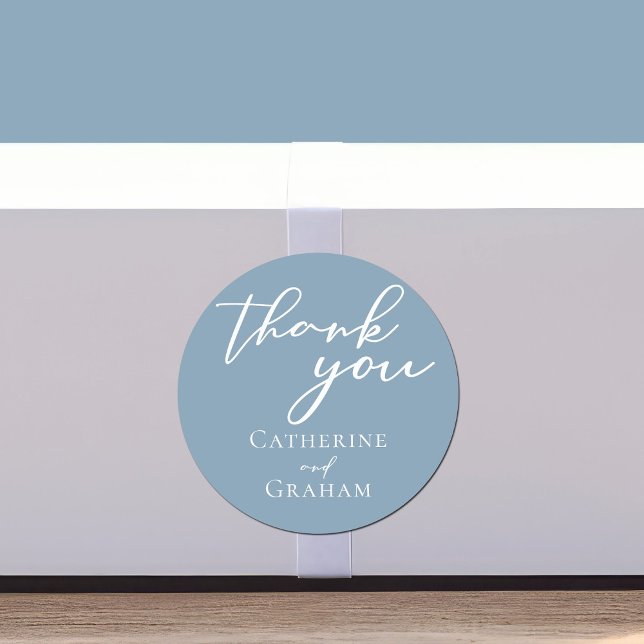 Adesivo Casamento Personalizado do Script Branco Dusty Blu (Criador carregado)