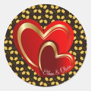Adesivo Casamento Personalizado dos Corações Vermelhos Mod