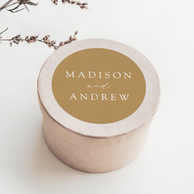 Adesivo Casamento Personalizado Dourado Elegante Moderno (Criador carregado)