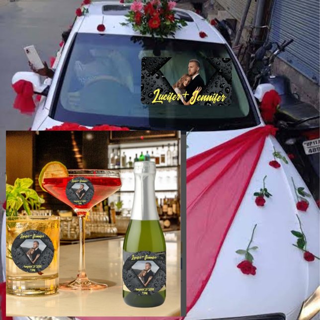 Adesivo Casamento Personalizado Elegante Moderno do Golden (Criador carregado)