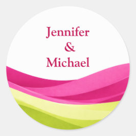 Adesivo Casamento Personalizado em Fuchsia e Verde Limão