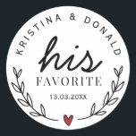 Adesivo Casamento Personalizado Favorece Seu Favorito<br><div class="desc">Casamento Personalizado Favorece Seu Favorito. Adicione um toque divertido de cor e estilo único aos seus favores de casamento ou chá de panela. Um saco de chás de panela é um excelente adicional ao planejamento de partidos. Essas bolsas únicas serão facilmente usadas como presente e podem servir como uma bela...</div>