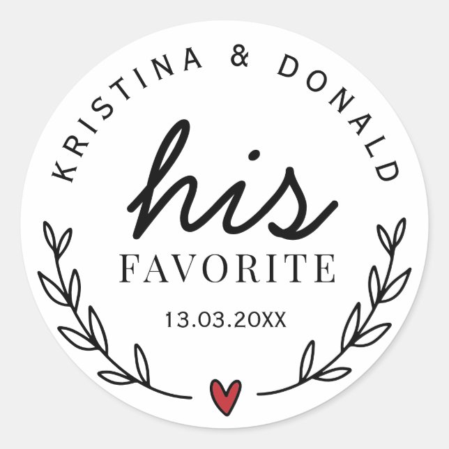 Adesivo Casamento Personalizado Favorece Seu Favorito (Frente)