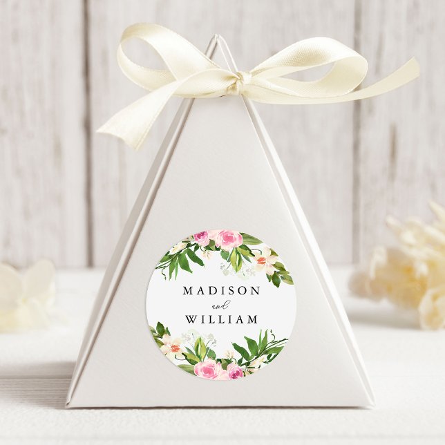 Adesivo Casamento Personalizado Floral Rosa Suave (Criador carregado)