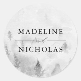 Adesivo Casamento Personalizado Floresta de Inverno Cinza 