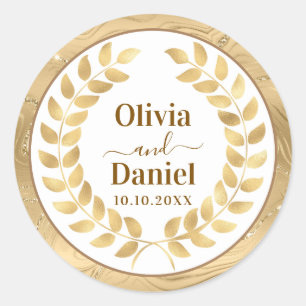 Adesivo Casamento Personalizado Mármore Dourado & Coroa