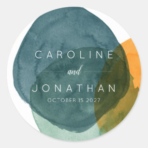 Adesivo Casamento Personalizado por Aquarela e Abstrato de