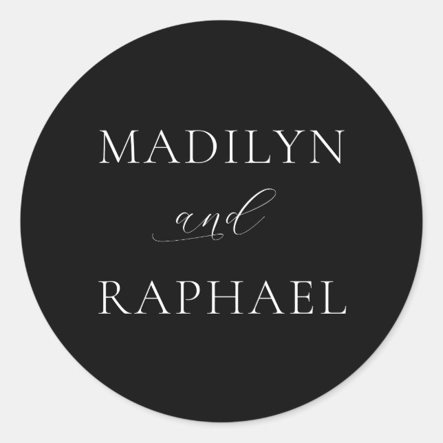 Adesivo Casamento Personalizado Preto-Branco Simples e Min (Frente)