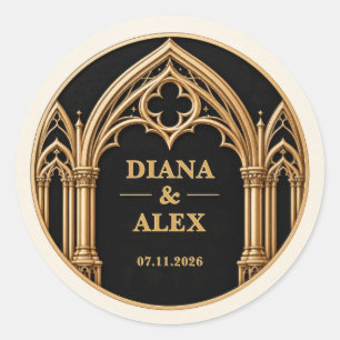 Adesivo Casamento Personalizado Preto e Dourado da Catedra