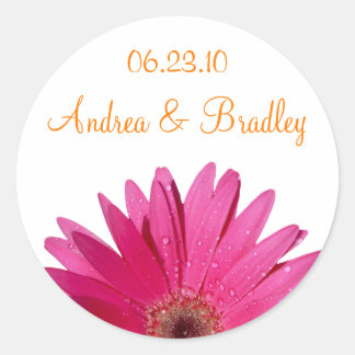 Adesivo Casamento Personalizado Rosa Gerbera Daisy Orange
