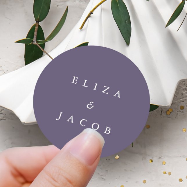 Adesivo Casamento Personalizado Roxo Mínimo Simples (Criador carregado)