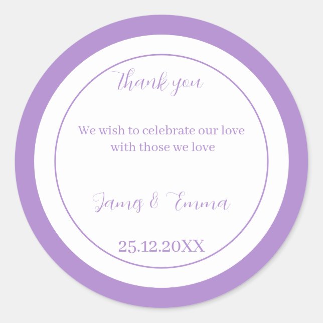 Adesivo Casamento Personalizado Roxo Simples (Frente)