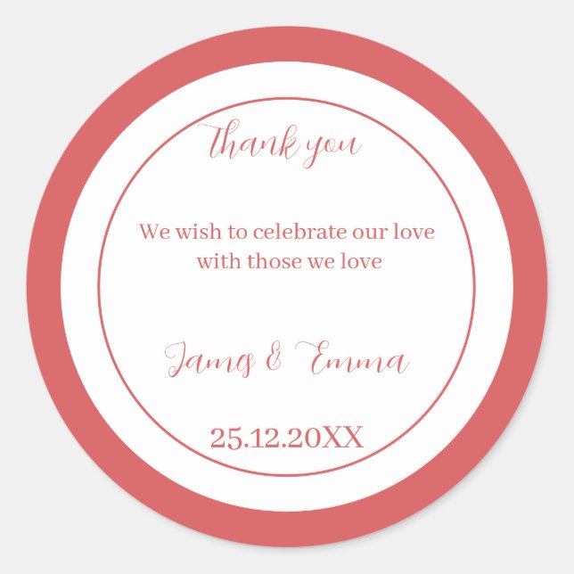 Adesivo Casamento Personalizado Simples Rosa (Frente)