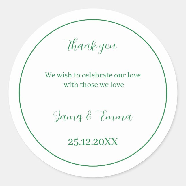 Adesivo Casamento Personalizado Verde Simples (Frente)