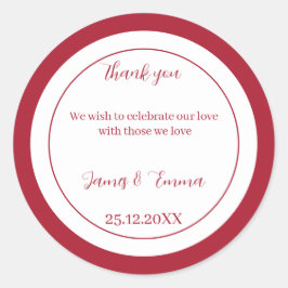 Adesivo Casamento Personalizado Vermelho Simples