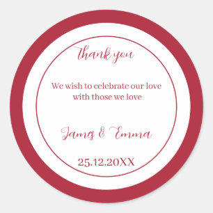 Adesivo Casamento Personalizado Vermelho Simples