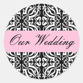 Adesivo Casamento - Personalizável (Black & White Damask)