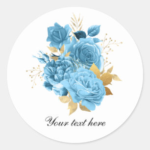 Adesivo Casamento personalizável de rosas azuis elegantes
