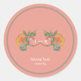 Adesivo Casamento Pink Watercolor Art Nouveau