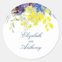 Casamento por Aquarela Azul e Amarelo
