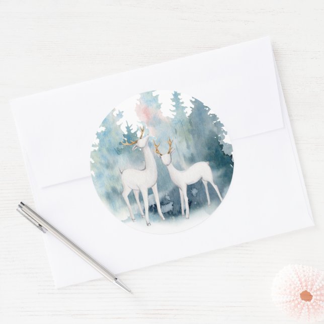 Adesivo Casamento por Aquarela de Inverno e Folhagem (Envelope)