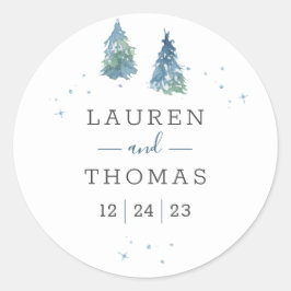Adesivo Casamento por Aquarela de Pinheiros de Inverno