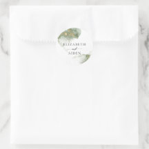 Casamento por Aquarela Dourado Verde Moderno (imit