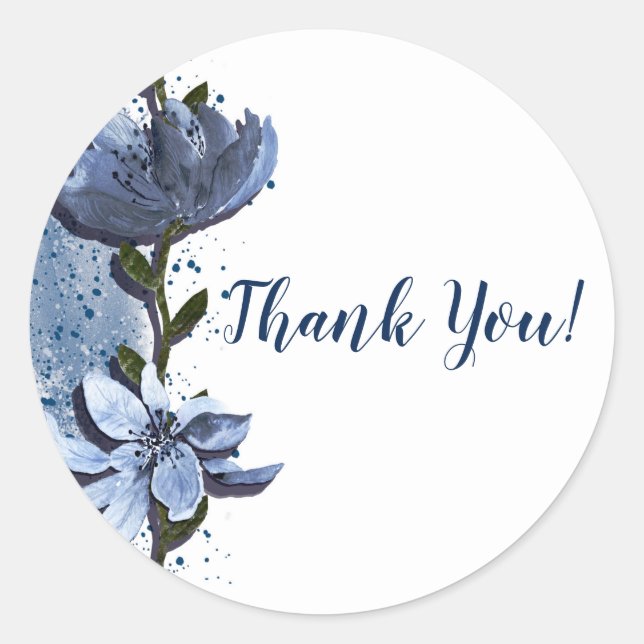 Adesivo Casamento por Aquarela Floral das Flores Azuis Mod (Frente)