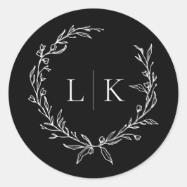 Adesivo Casamento por morte do monograma branco e preto