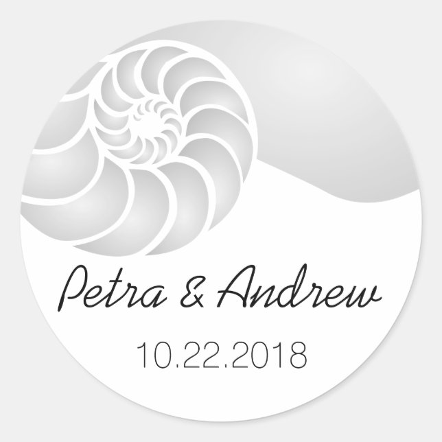Adesivo Casamento prateado de prata de Nautilus Shell (Frente)