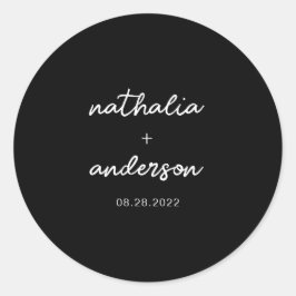 Adesivo Casamento Preto com Script Mínimo