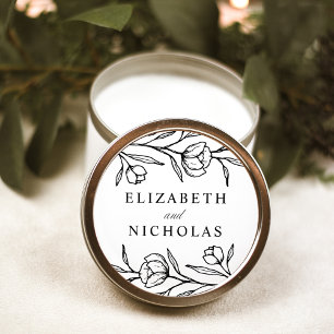 Adesivo Casamento Preto e Branco com Floral Desenhado
