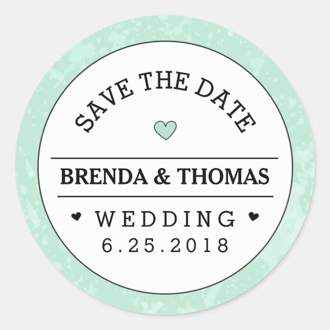 Adesivo Casamento Preto e Branco da Mint Verde Salvar a Da (Frente)