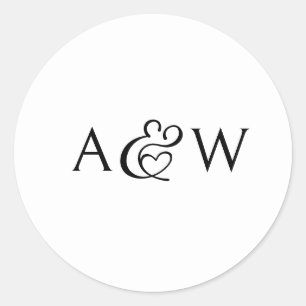 Adesivo Casamento preto e branco do Monograma de Ampersand
