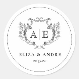Adesivo Casamento preto e branco do Monograma Elegante
