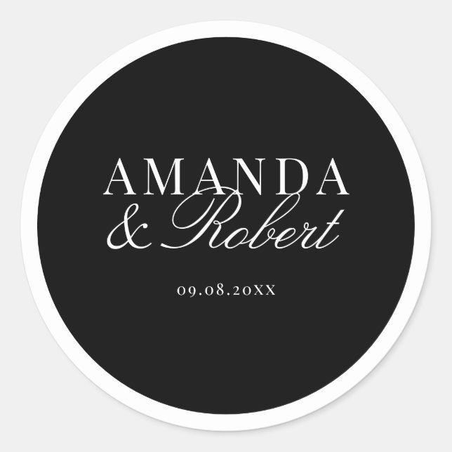 Adesivo Casamento Preto e Branco Elegante e Sofisticado (Frente)