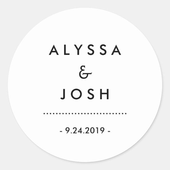 Adesivo Casamento preto e branco mínimo moderno (Frente)