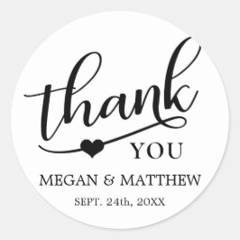 Adesivo Casamento preto e branco moderno, obrigado