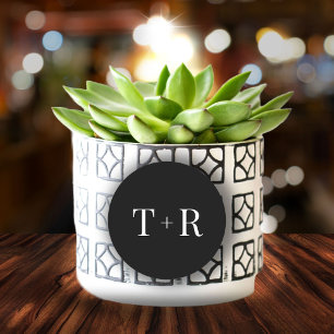 Adesivo Casamento preto e branco monograma simples