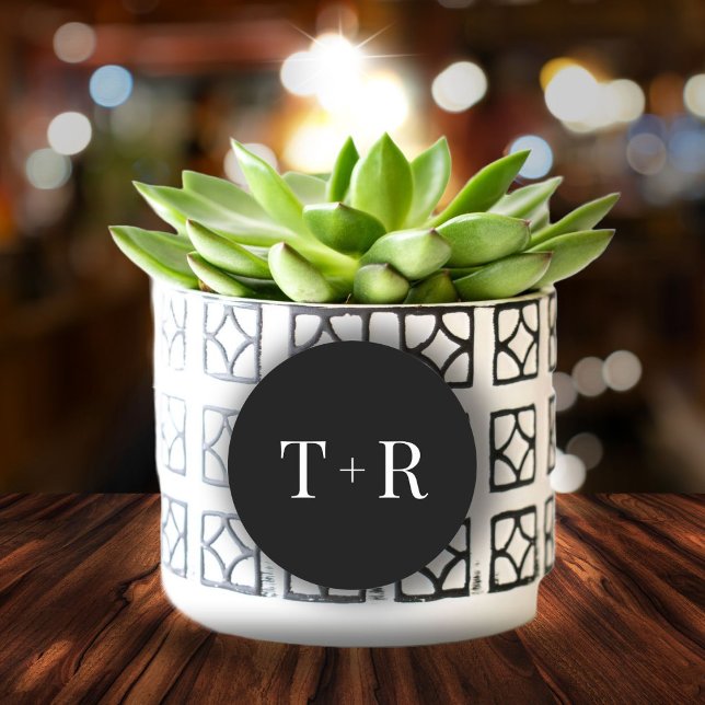 Adesivo Casamento preto e branco monograma simples (Criador carregado)