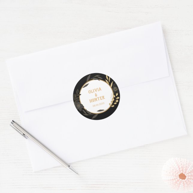 Adesivo Casamento Preto Elegante, Preto e Branco (Envelope)