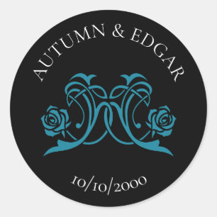 Adesivo Casamento Preto Rosa Gótica