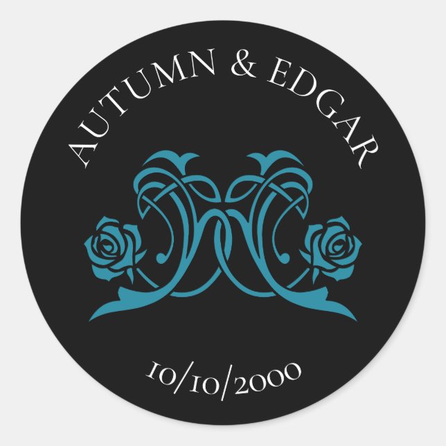 Adesivo Casamento Preto Rosa Gótica (Frente)