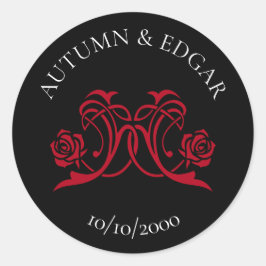 Adesivo Casamento Preto Rosa Gótico Vermelho
