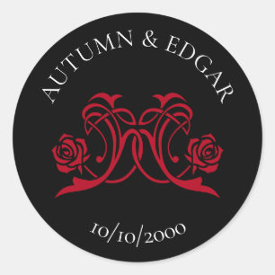 Adesivo Casamento Preto Rosa Gótico Vermelho