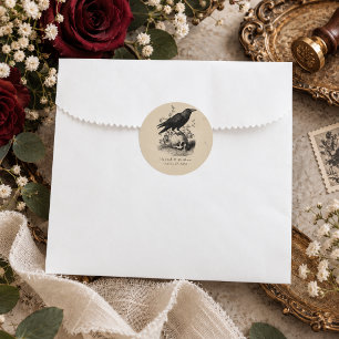 Adesivo Casamento Preto Vintage Gótico Toile Bege Corvo