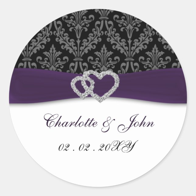Adesivo Casamento Purple Damask Diamante (Frente)
